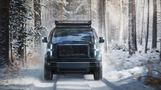 A purpose-built trcuk Canoo pickup w 8 ft bed with ample storage interior