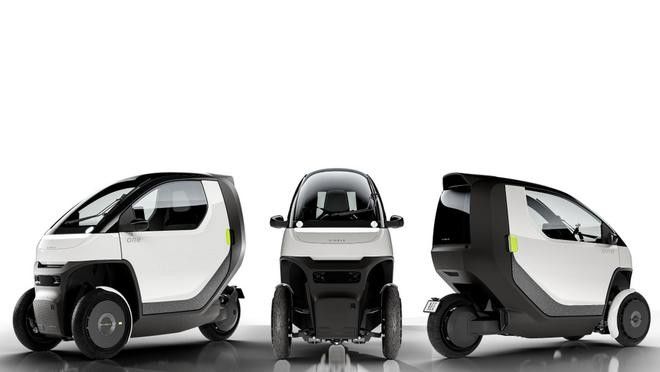 Mini ev car@ Nimbus One A compact, tilting etrike capable of speeds of up to 50mph w/ battery range for urban commuting